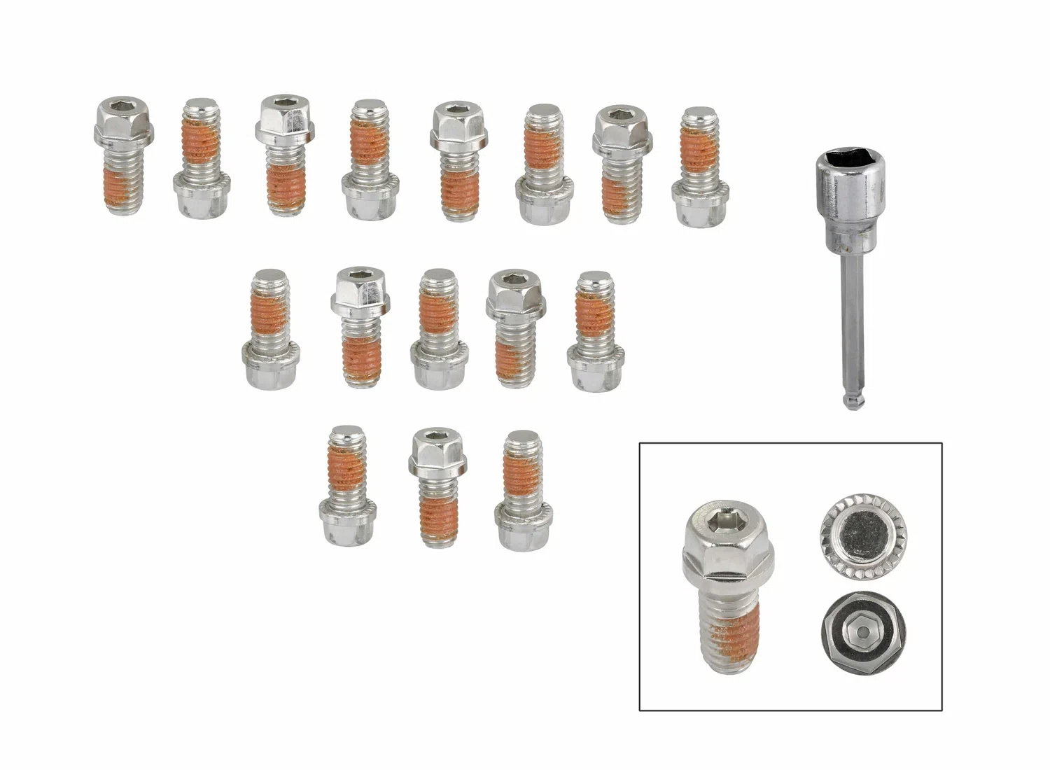 Mr. Gasket Headlock Locking Header Bolts - 3_8-16 x 3_4 Inch - Set of 16 - 2231G